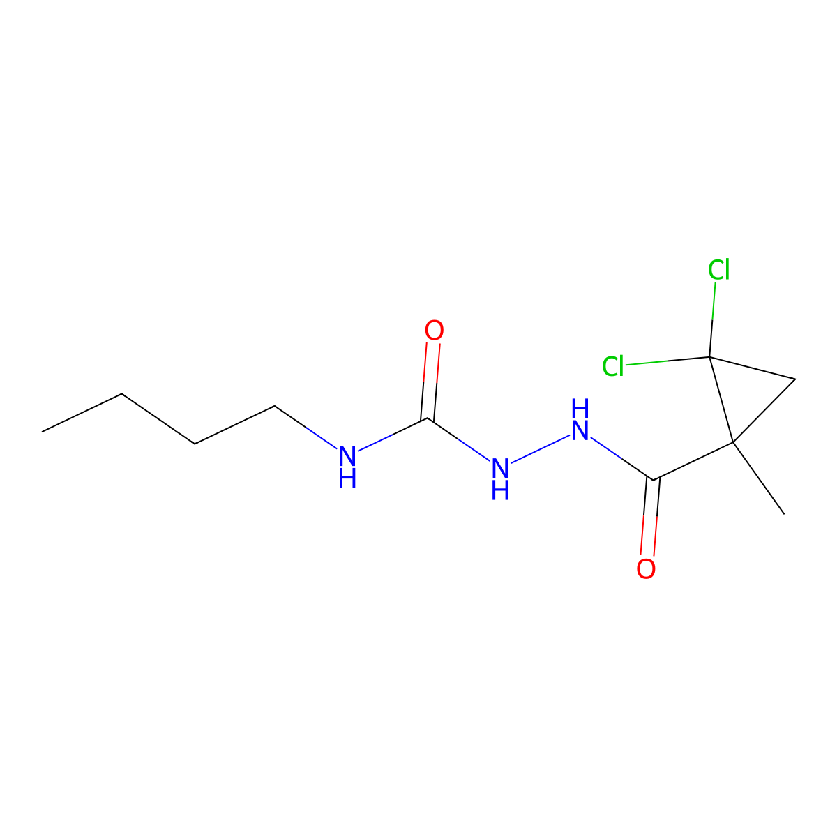 N-butyl-2-[(2,2-dichloro-1-methylcyclopropyl)carbonyl]hydrazinecarboxamide molecular structure, CAS 495376-14-2