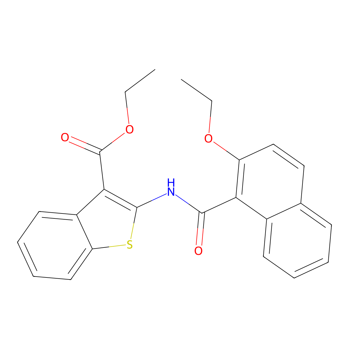 Ethyl 2-[(2-ethoxy-1-naphthoyl)amino]-1-benzothiophene-3-carboxylate molecular structure, CAS 495376-15-3