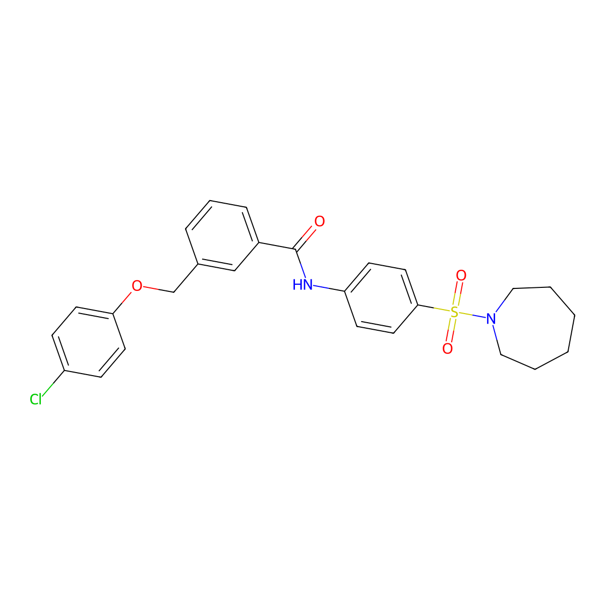 N-[4-(azepan-1-ylsulfonyl)phenyl]-3-[(4-chlorophenoxy)methyl]benzamide molecular structure, CAS 495377-14-5