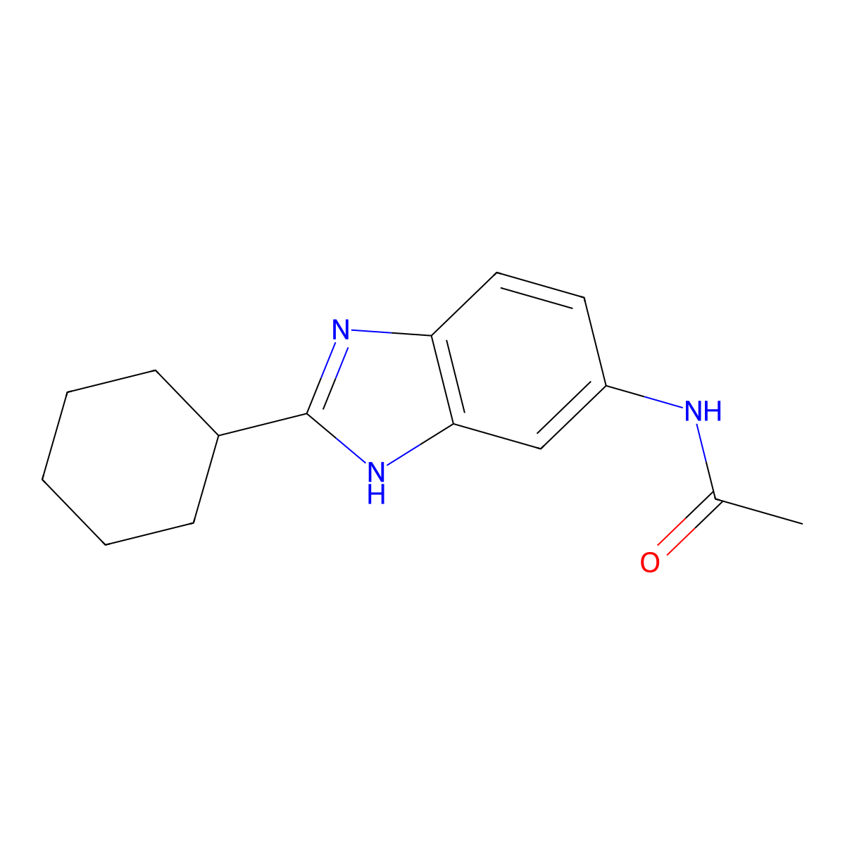 N-(2-Cyclohexyl-1H-benzoimidazol-5-yl)-acetamide molecular structure, CAS 495377-35-0