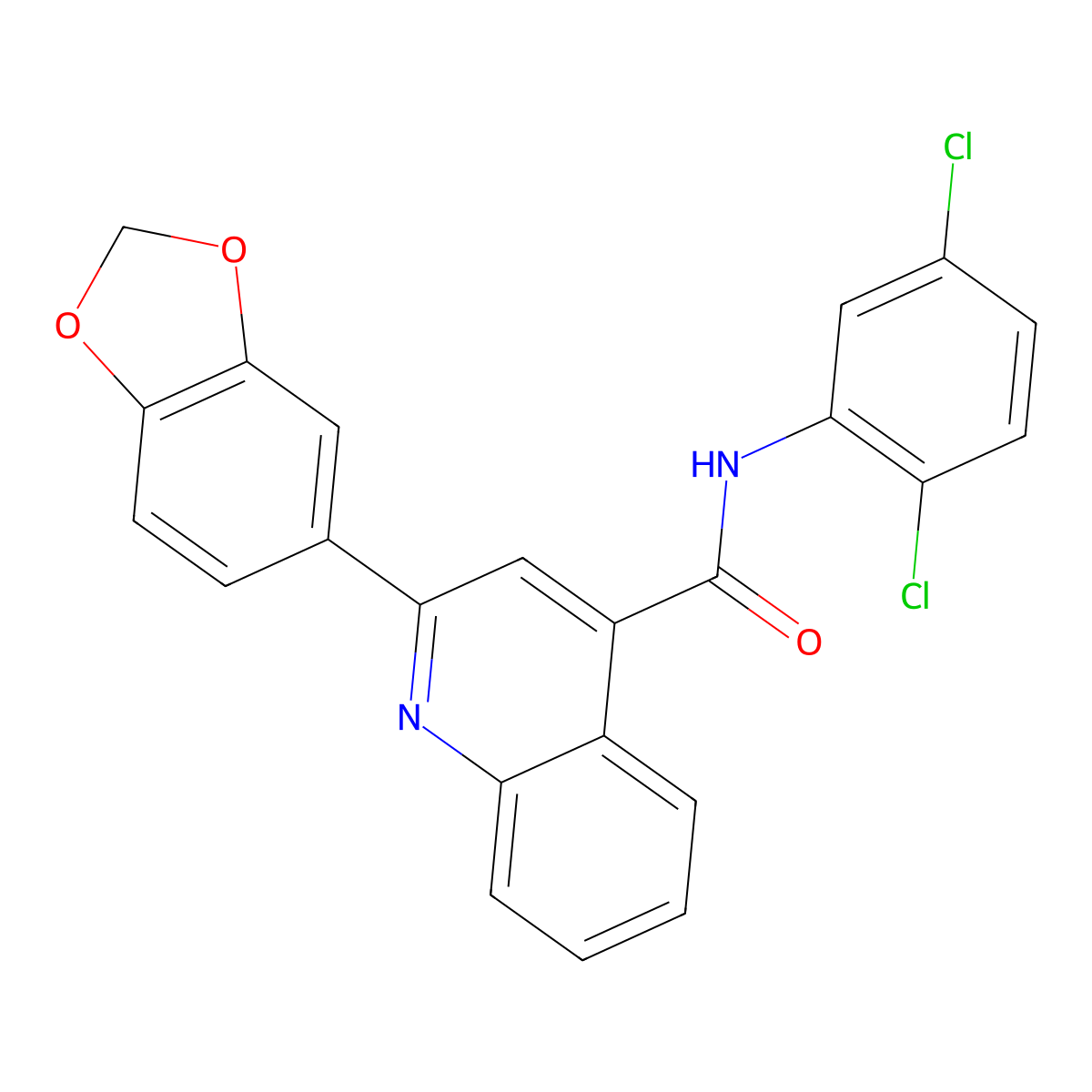 2-(1,3-benzodioxol-5-yl)-N-(2,5-dichlorophenyl)quinoline-4-carboxamide molecular structure, CAS 495377-63-4