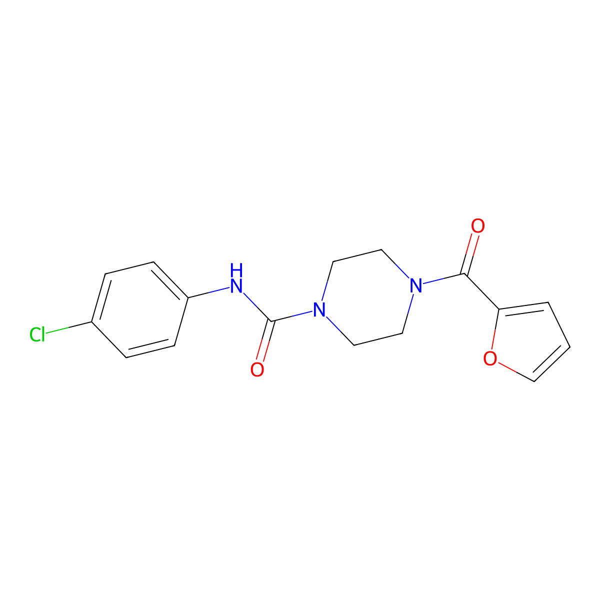 N-(4-chlorophenyl)-4-(furan-2-carbonyl)piperazine-1-carboxamide molecular structure, CAS 495377-68-9