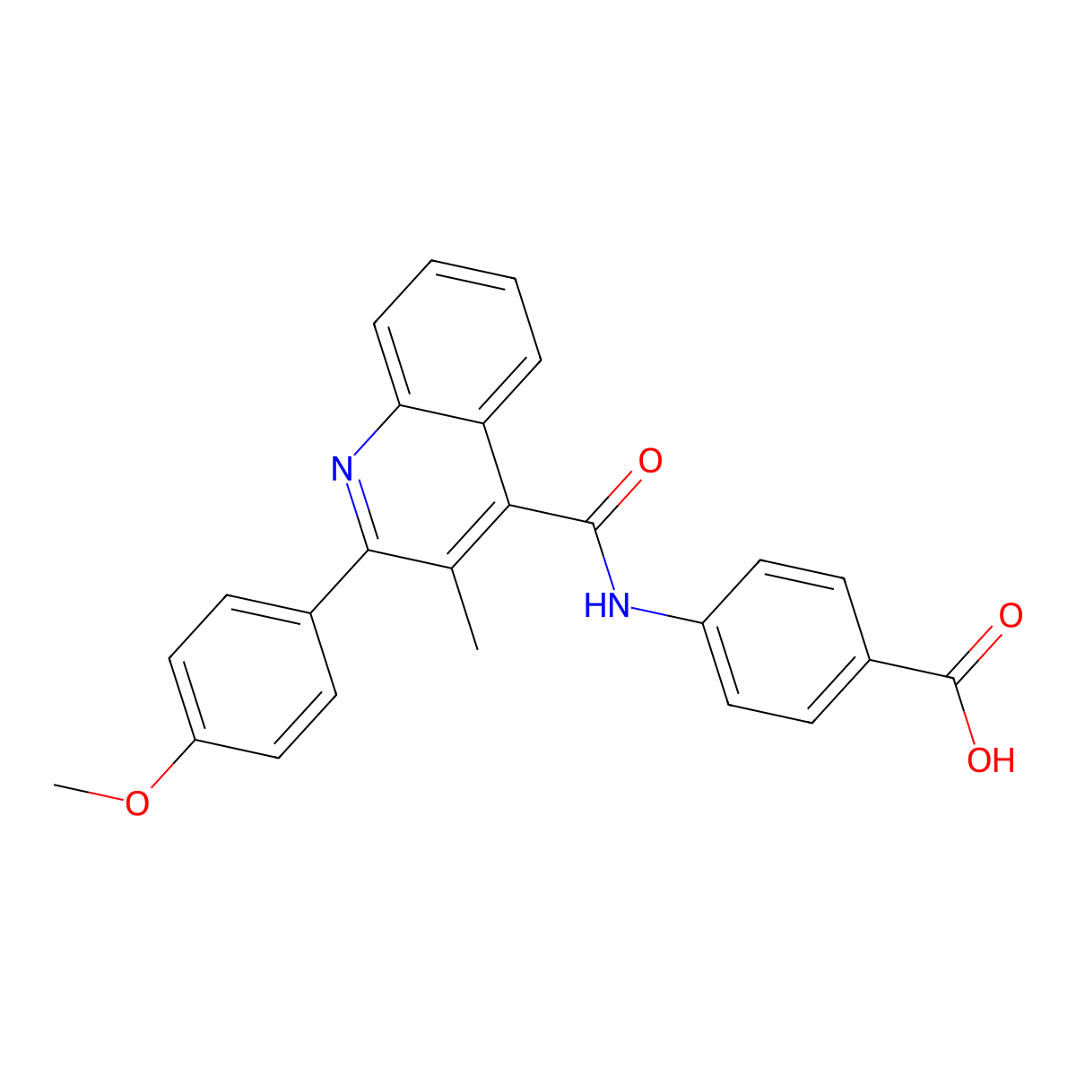 4-(2-(4-Methoxyphenyl)-3-methylquinoline-4-carboxamido)benzoic acid molecular structure, CAS 495377-79-2