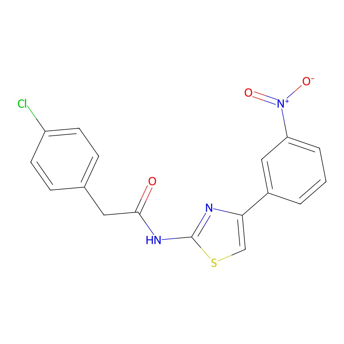 2-(4-chlorophenyl)-N-[4-(3-nitrophenyl)-1,3-thiazol-2-yl]acetamide molecular structure, CAS 495377-81-6