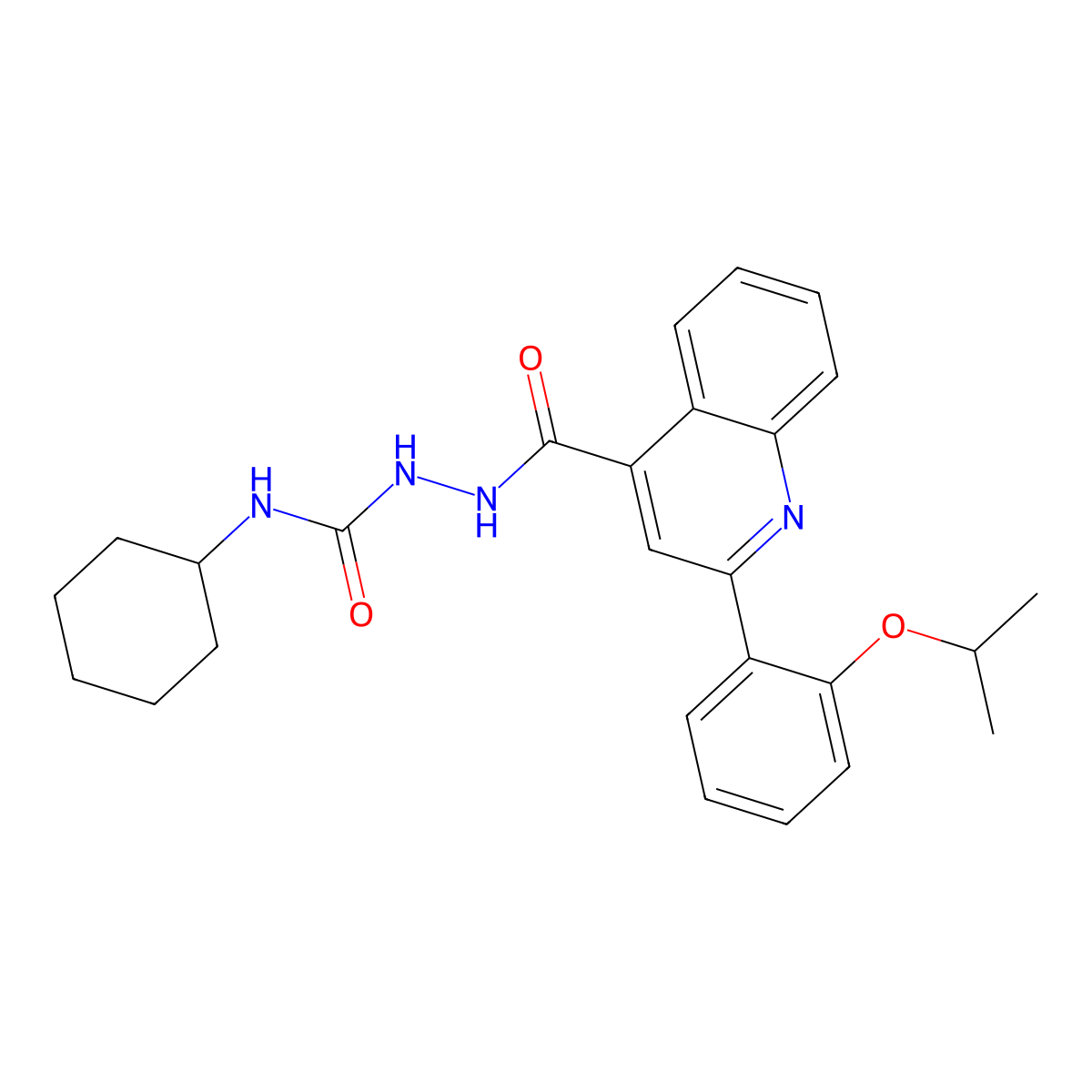 1-Cyclohexyl-3-[[2-(2-propan-2-yloxyphenyl)quinoline-4-carbonyl]amino]urea molecular structure, CAS 495377-83-8