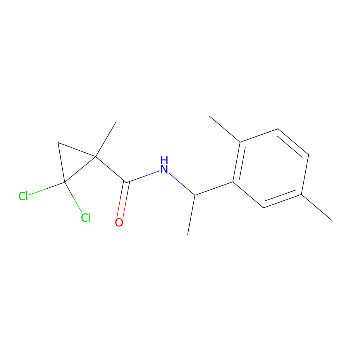 2,2-dichloro-N-[1-(2,5-dimethylphenyl)ethyl]-1-methylcyclopropanecarboxamide molecular structure, CAS 495378-15-9