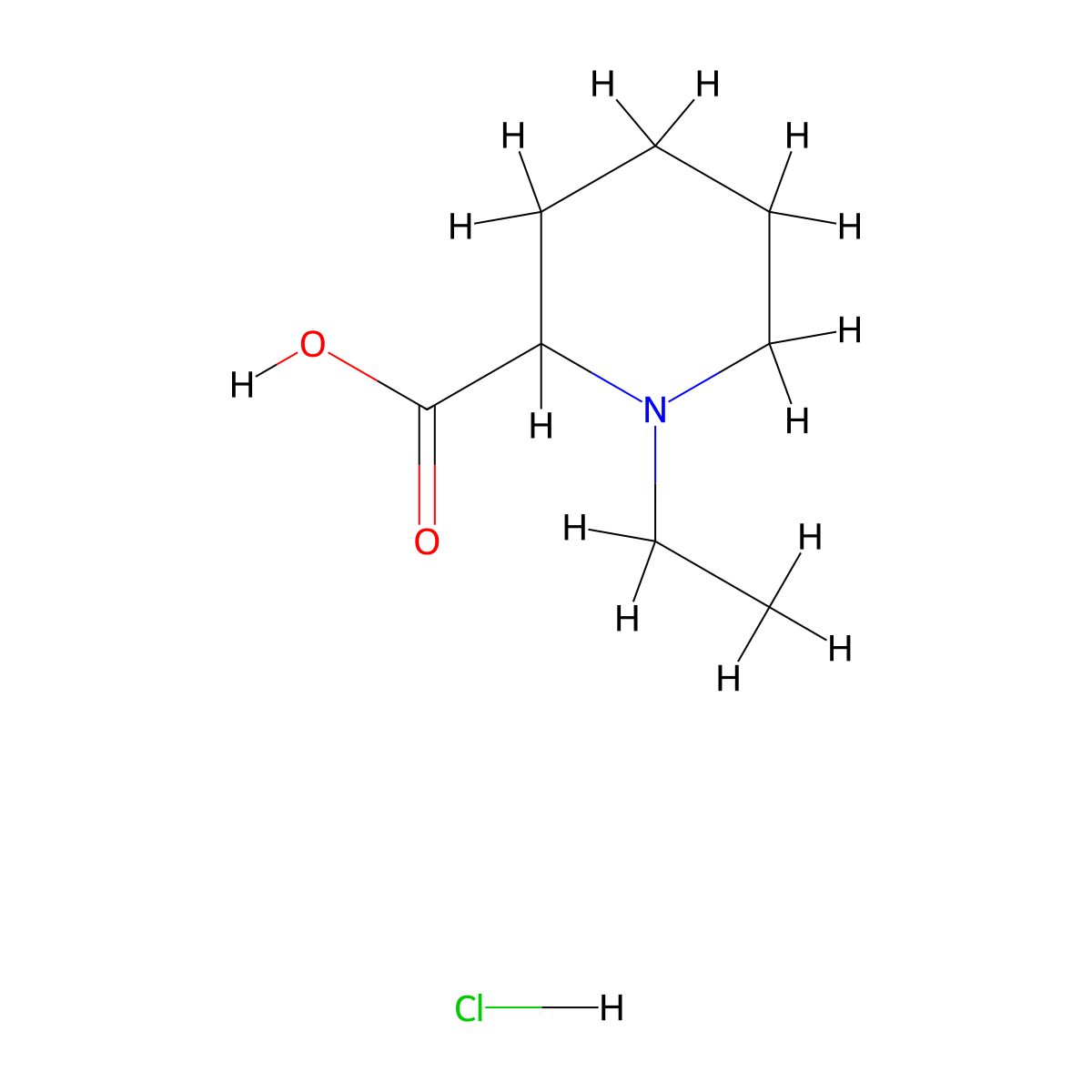 1-Ethylpiperidine-2-carboxylic acid hydrochloride molecular structure, CAS 49538-43-4