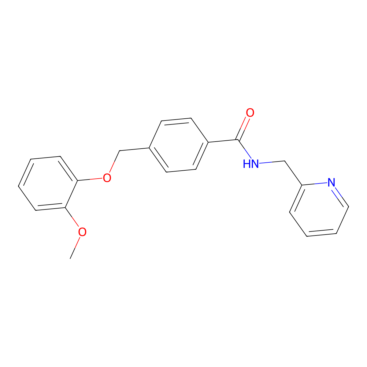 4-[(2-methoxyphenoxy)methyl]-N-(pyridin-2-ylmethyl)benzamide molecular structure, CAS 495381-87-8