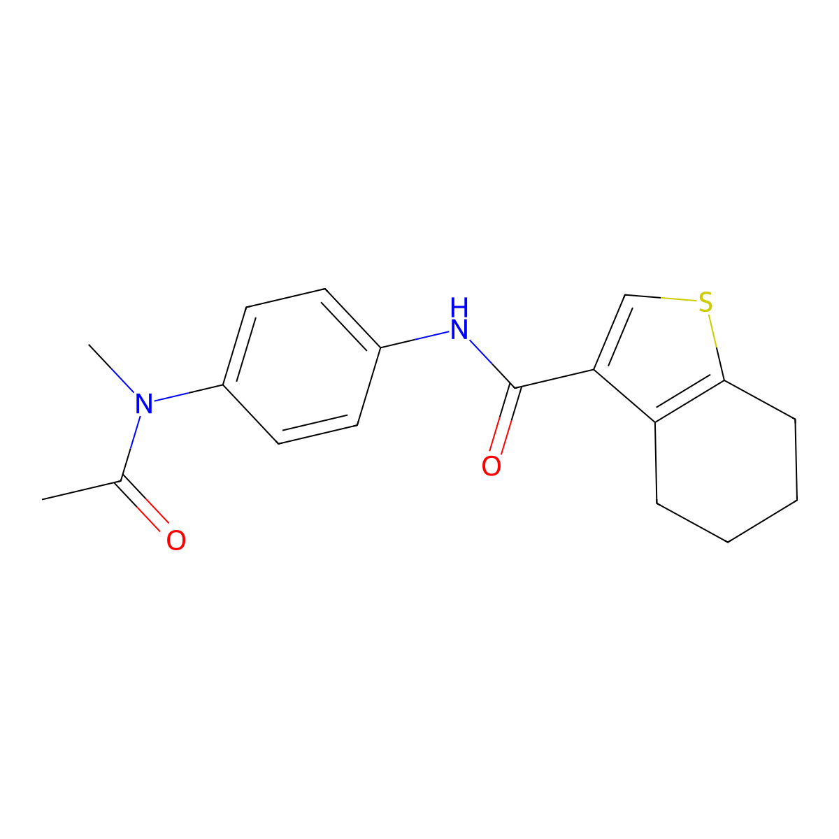 N-[4-[acetyl(methyl)amino]phenyl]-4,5,6,7-tetrahydro-1-benzothiophene-3-carboxamide molecular structure, CAS 495382-09-7