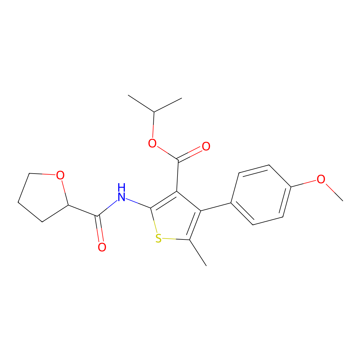 Propan-2-yl 4-(4-methoxyphenyl)-5-methyl-2-(oxolane-2-carbonylamino)thiophene-3-carboxylate molecular structure, CAS 495382-59-7