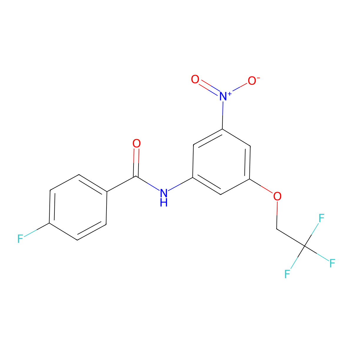 4-fluoro-N-[3-nitro-5-(2,2,2-trifluoroethoxy)phenyl]benzamide molecular structure, CAS 495382-63-3