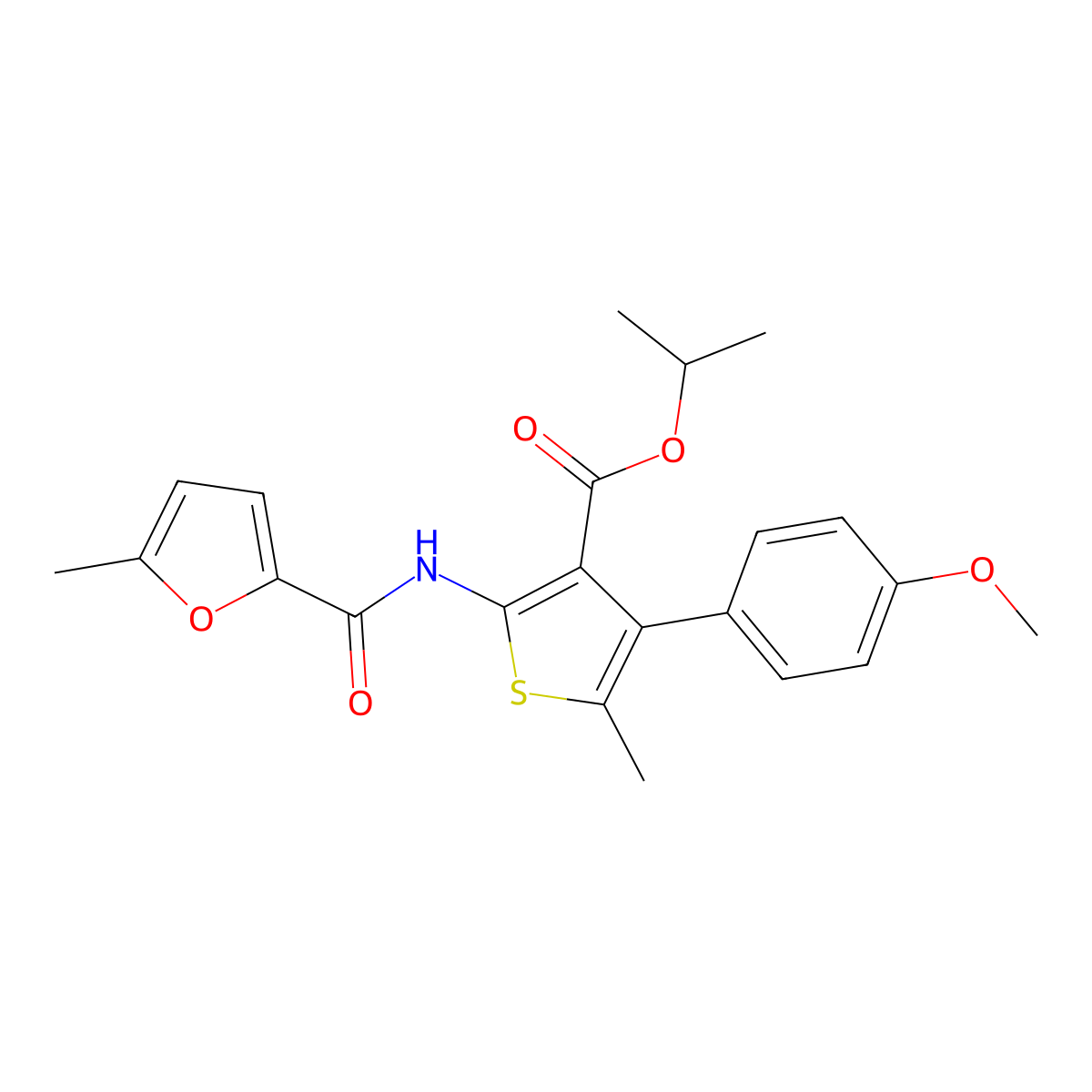 Isopropyl 4-(4-methoxyphenyl)-5-methyl-2-[(5-methyl-2-furoyl)amino]-3-thiophenecarboxylate molecular structure, CAS 495382-65-5