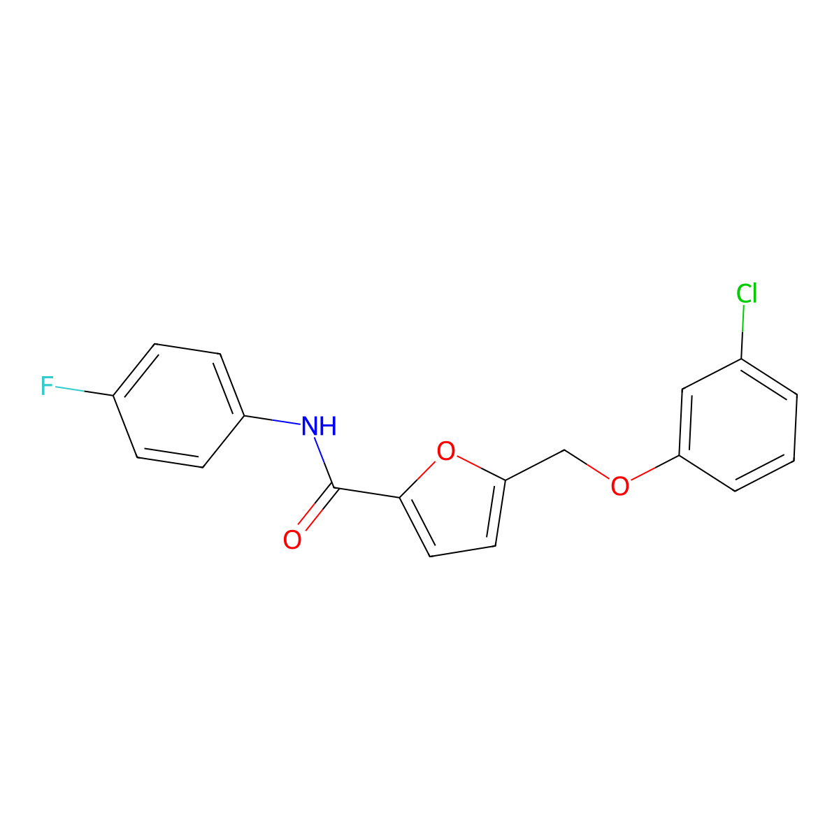 5-[(3-chlorophenoxy)methyl]-N-(4-fluorophenyl)furan-2-carboxamide molecular structure, CAS 495382-68-8