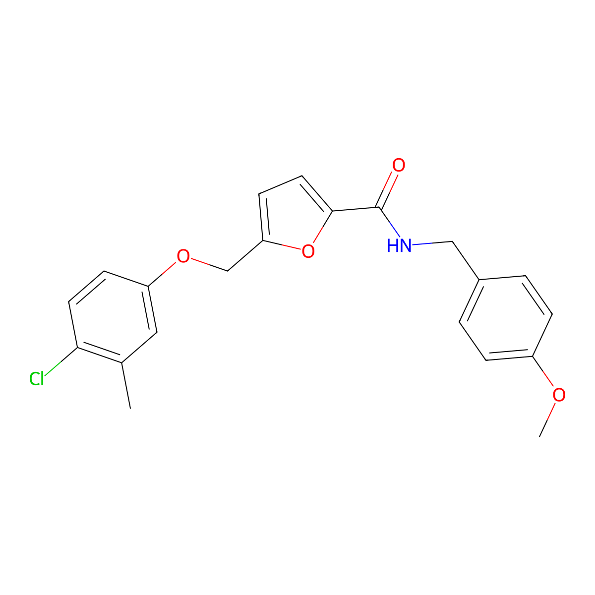 5-[(4-chloro-3-methylphenoxy)methyl]-N-[(4-methoxyphenyl)methyl]furan-2-carboxamide molecular structure, CAS 495382-78-0