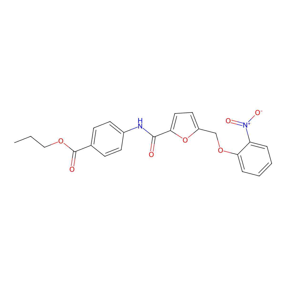 Propyl 4-{[5-({2-nitrophenoxy}methyl)-2-furoyl]amino}benzoate molecular structure, CAS 495382-99-5