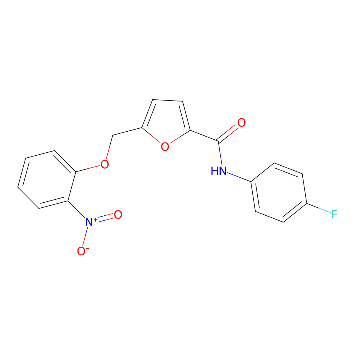 N-(4-fluorophenyl)-5-[(2-nitrophenoxy)methyl]furan-2-carboxamide molecular structure, CAS 495383-05-6