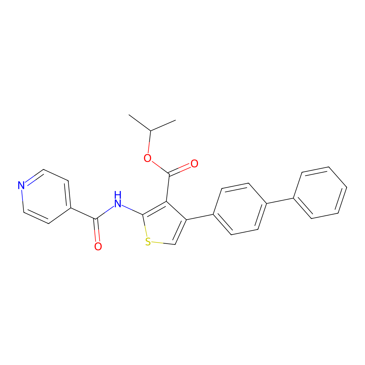 Propan-2-yl 4-(4-phenylphenyl)-2-(pyridine-4-carbonylamino)thiophene-3-carboxylate molecular structure, CAS 495383-06-7