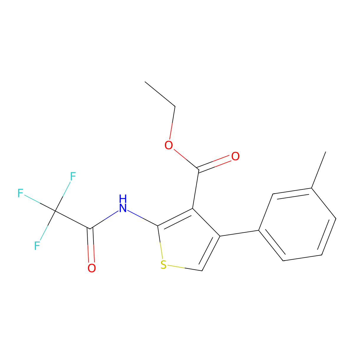 Ethyl 4-(3-methylphenyl)-2-[(trifluoroacetyl)amino]-3-thiophenecarboxylate molecular structure, CAS 495383-41-0