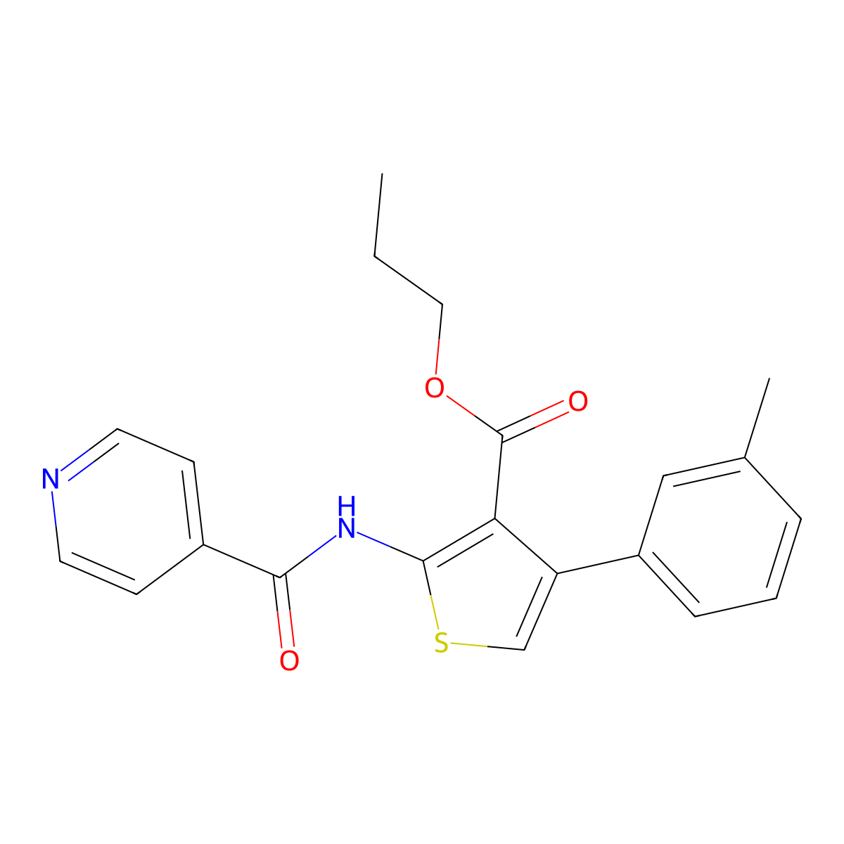 Propyl 2-(isonicotinoylamino)-4-(3-methylphenyl)-3-thiophenecarboxylate molecular structure, CAS 495383-42-1