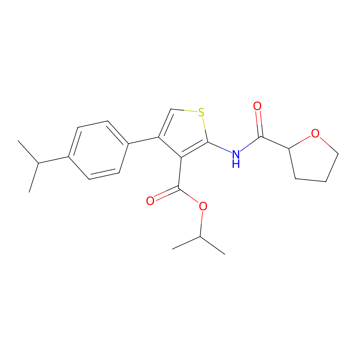 Isopropyl 4-(4-isopropylphenyl)-2-[(tetrahydro-2-furanylcarbonyl)amino]-3-thiophenecarboxylate molecular structure, CAS 495383-44-3