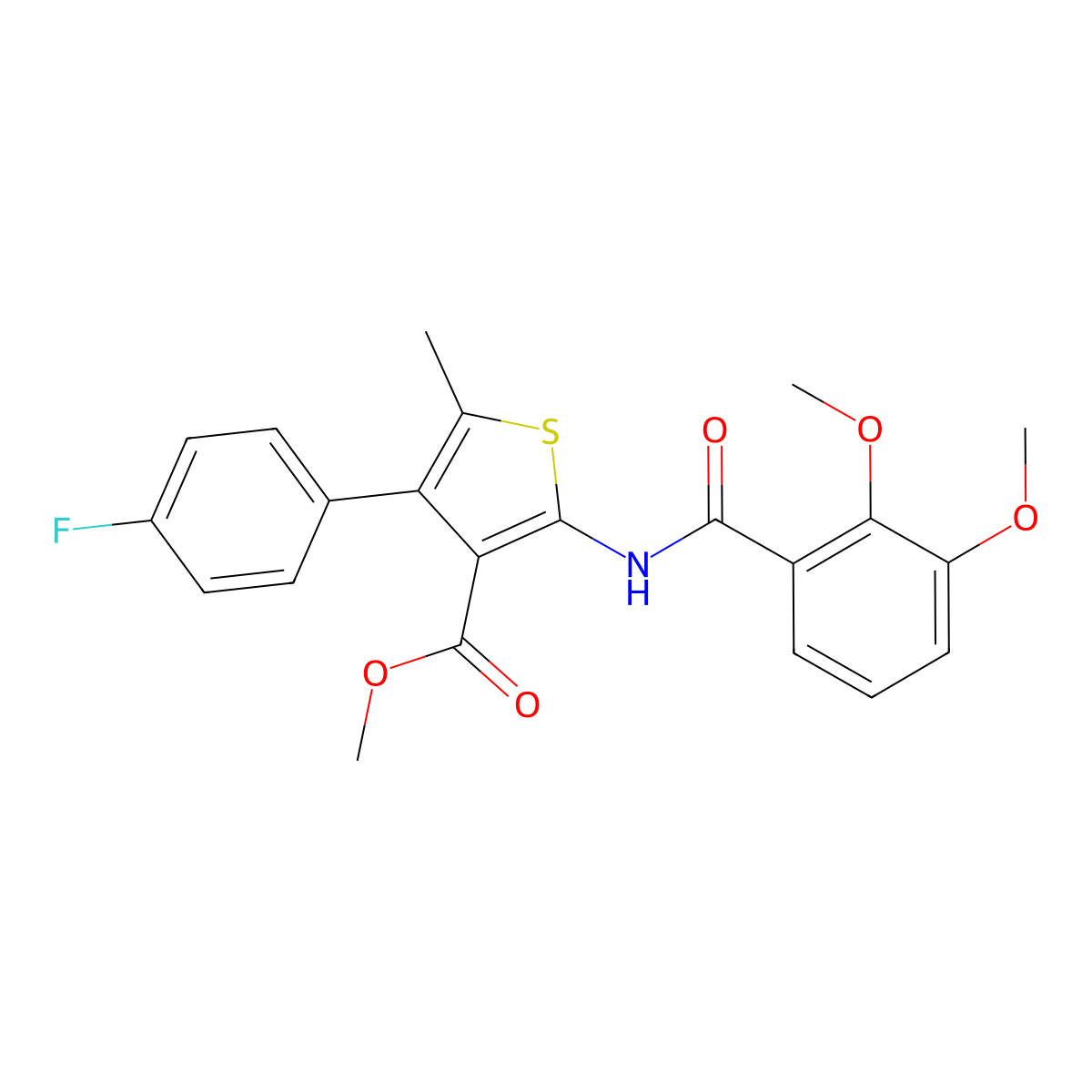 Methyl 2-[(2,3-dimethoxybenzoyl)amino]-4-(4-fluorophenyl)-5-methylthiophene-3-carboxylate molecular structure, CAS 495383-51-2