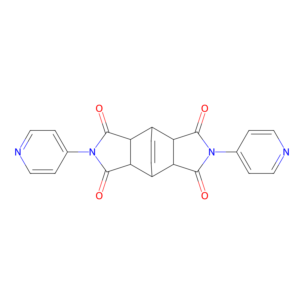 4,10-Di(4-pyridinyl)-4,10-diazatetracyclo[5.5.2.0~2,6~.0~8,12~]tetradec-13-ene-3,5,9,11-tetrone molecular structure, CAS 495384-29-7