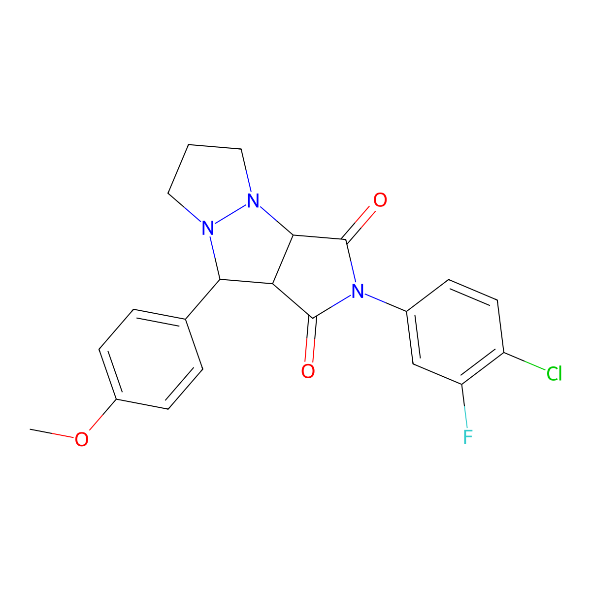 2-(4-chloro-3-fluorophenyl)-9-(4-methoxyphenyl)hexahydro-1H-pyrazolo[1,2-a]pyrrolo[3,4-c]pyrazole-1,3(2H)-dione molecular structure, CAS 495385-59-6