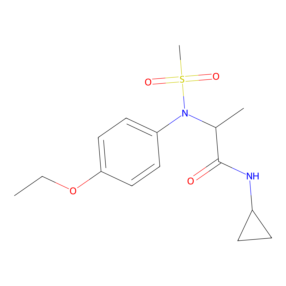 N-cyclopropyl-2-(4-ethoxy-N-methylsulfonylanilino)propanamide molecular structure, CAS 495385-68-7