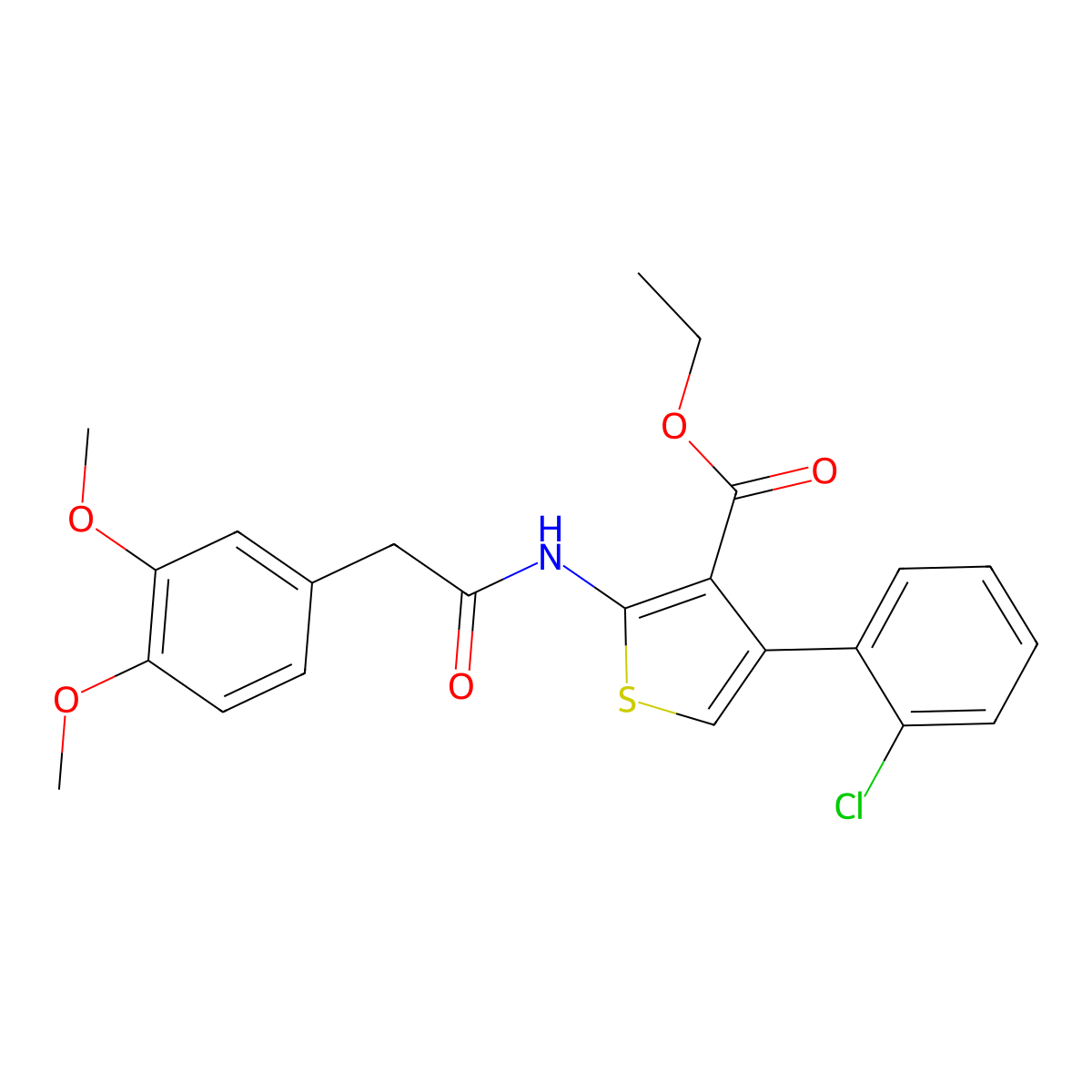 Ethyl 4-(2-chlorophenyl)-2-[[2-(3,4-dimethoxyphenyl)acetyl]amino]thiophene-3-carboxylate molecular structure, CAS 495386-01-1