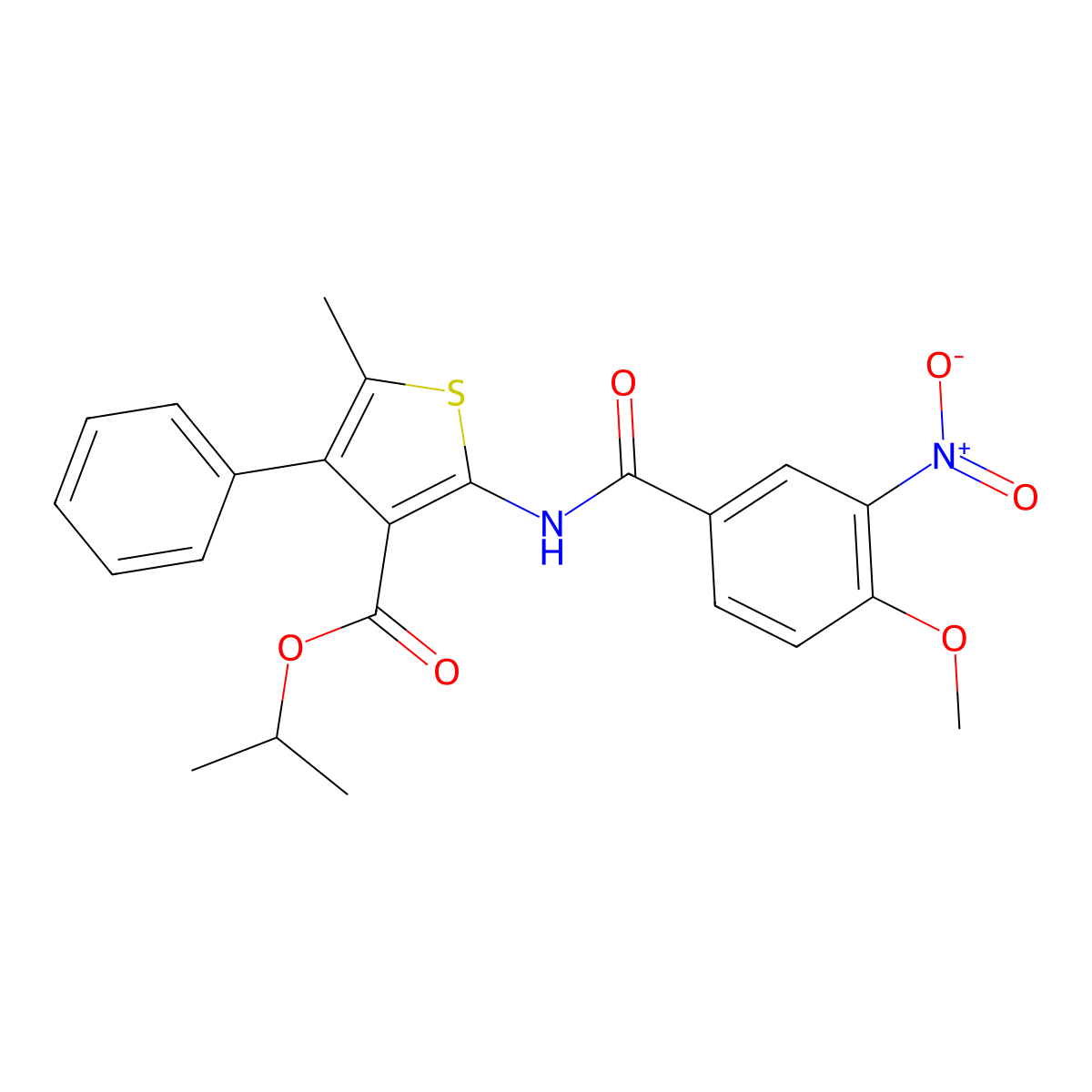 Propan-2-yl 2-[(4-methoxy-3-nitrobenzoyl)amino]-5-methyl-4-phenylthiophene-3-carboxylate molecular structure, CAS 495386-04-4