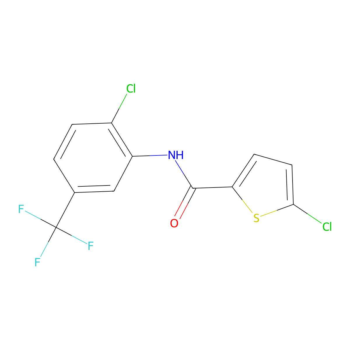 5-chloro-N-[2-chloro-5-(trifluoromethyl)phenyl]thiophene-2-carboxamide molecular structure, CAS 495386-07-7