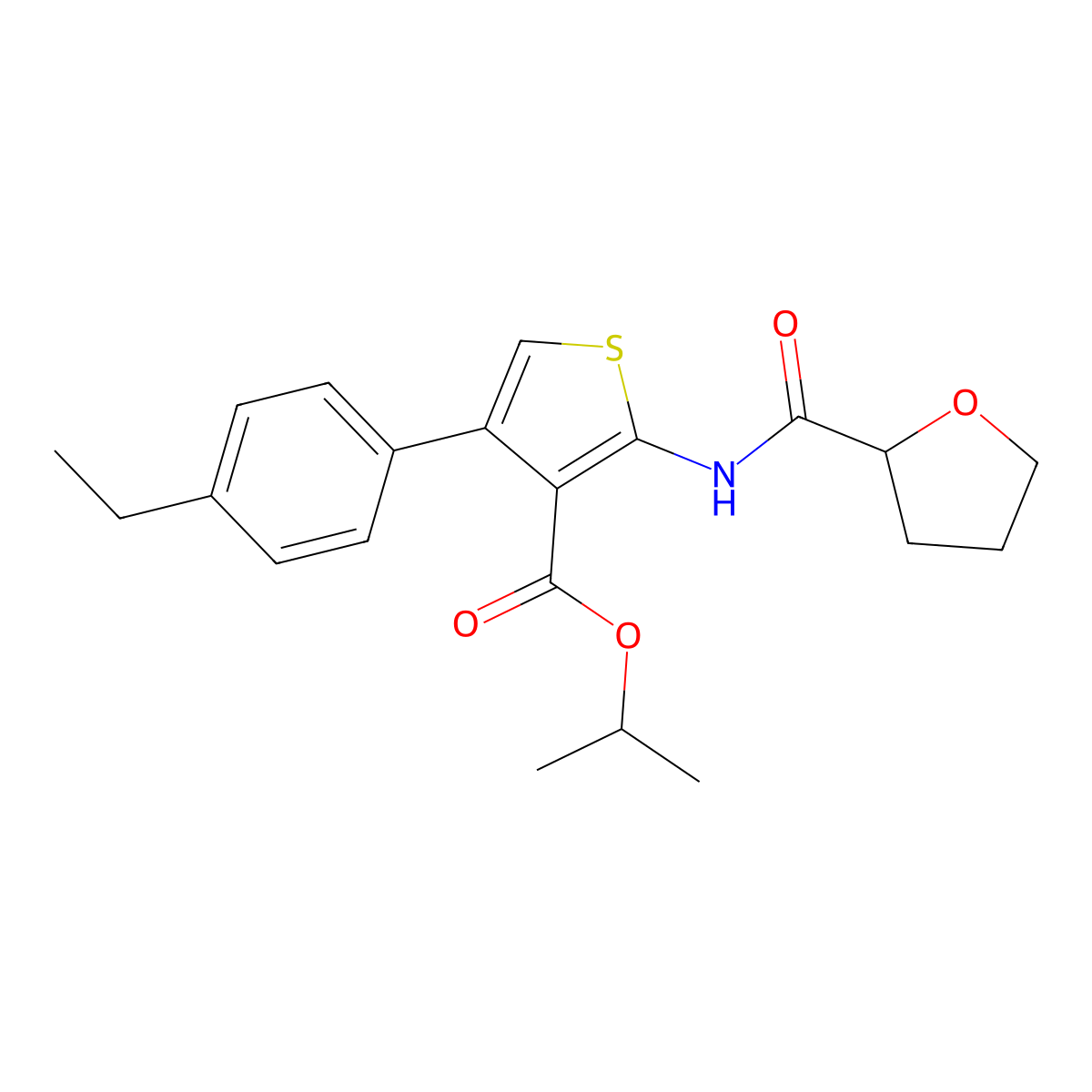 Isopropyl 4-(4-ethylphenyl)-2-[(tetrahydro-2-furanylcarbonyl)amino]-3-thiophenecarboxylate molecular structure, CAS 495386-12-4