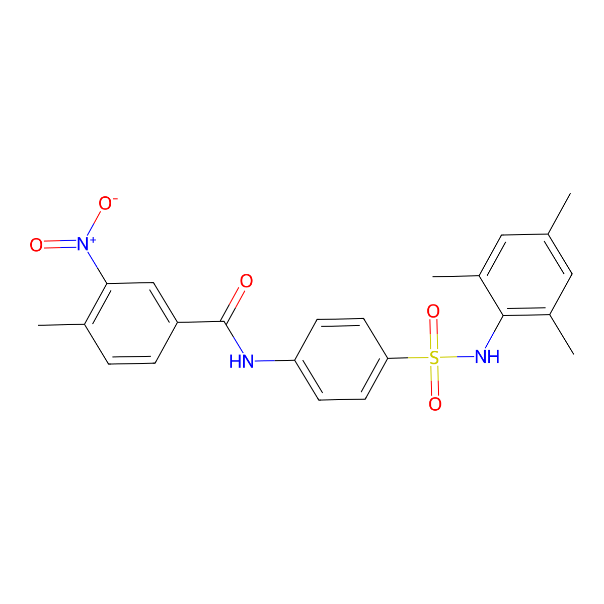 4-methyl-3-nitro-N-[4-[(2,4,6-trimethylphenyl)sulfamoyl]phenyl]benzamide molecular structure, CAS 495386-48-6