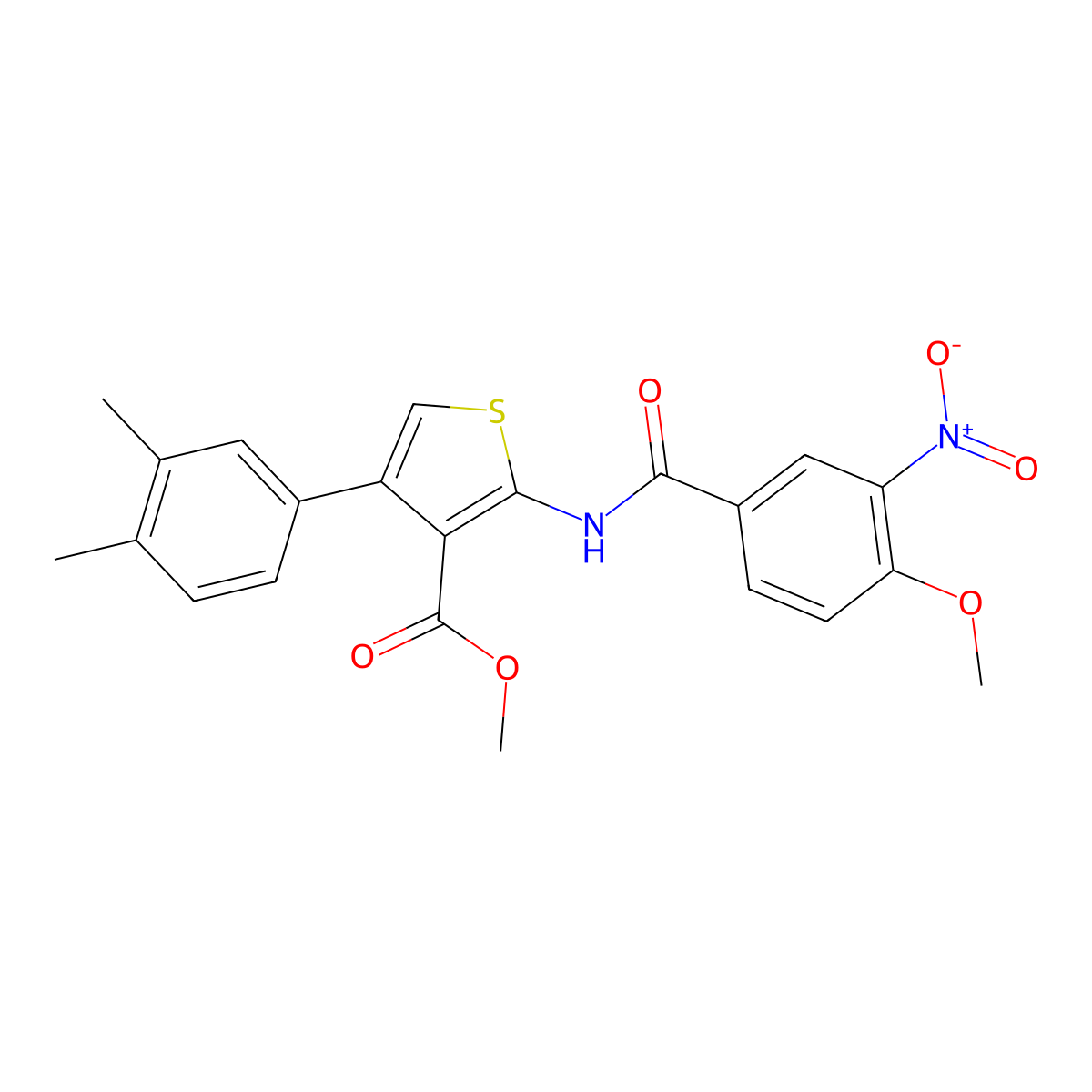 Methyl 4-(3,4-dimethylphenyl)-2-[(4-methoxy-3-nitrobenzoyl)amino]thiophene-3-carboxylate molecular structure, CAS 495386-52-2