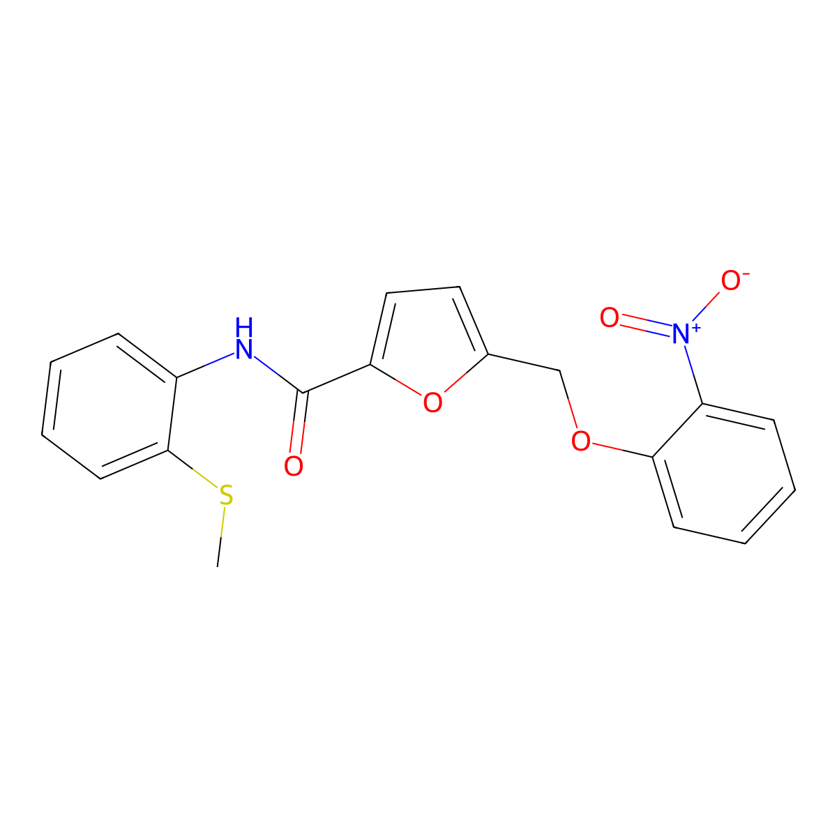 5-({2-nitrophenoxy}methyl)-N-[2-(methylsulfanyl)phenyl]-2-furamide molecular structure, CAS 495386-59-9