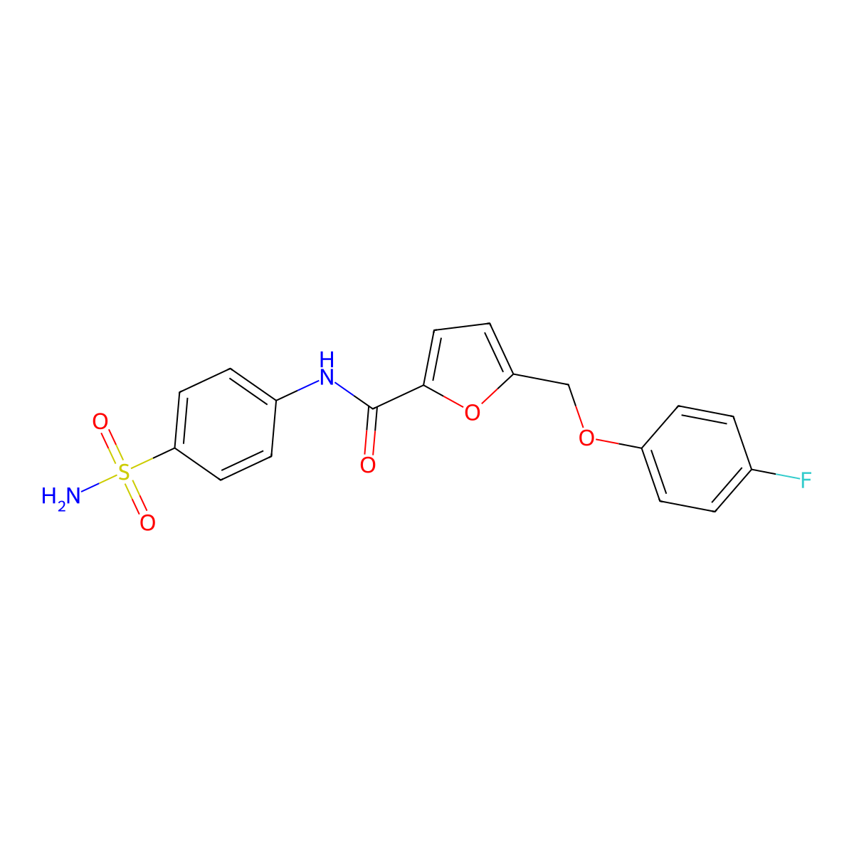 5-[(4-fluorophenoxy)methyl]-N-(4-sulfamoylphenyl)furan-2-carboxamide molecular structure, CAS 495386-80-6