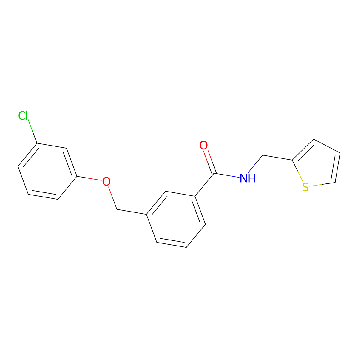 3-[(3-chlorophenoxy)methyl]-N-(thiophen-2-ylmethyl)benzamide molecular structure, CAS 495386-92-0