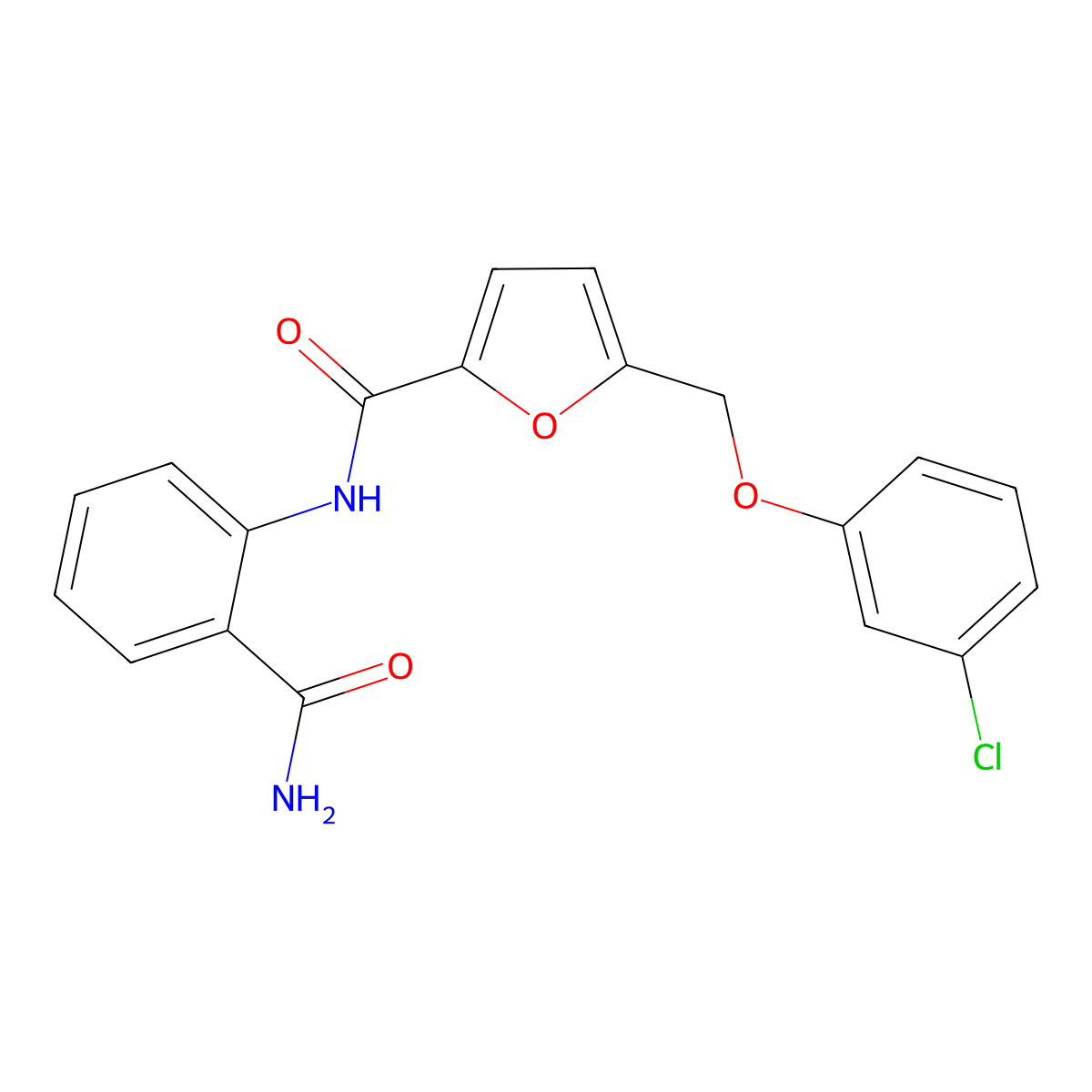 N-(2-carbamoylphenyl)-5-[(3-chlorophenoxy)methyl]furan-2-carboxamide molecular structure, CAS 495386-96-4