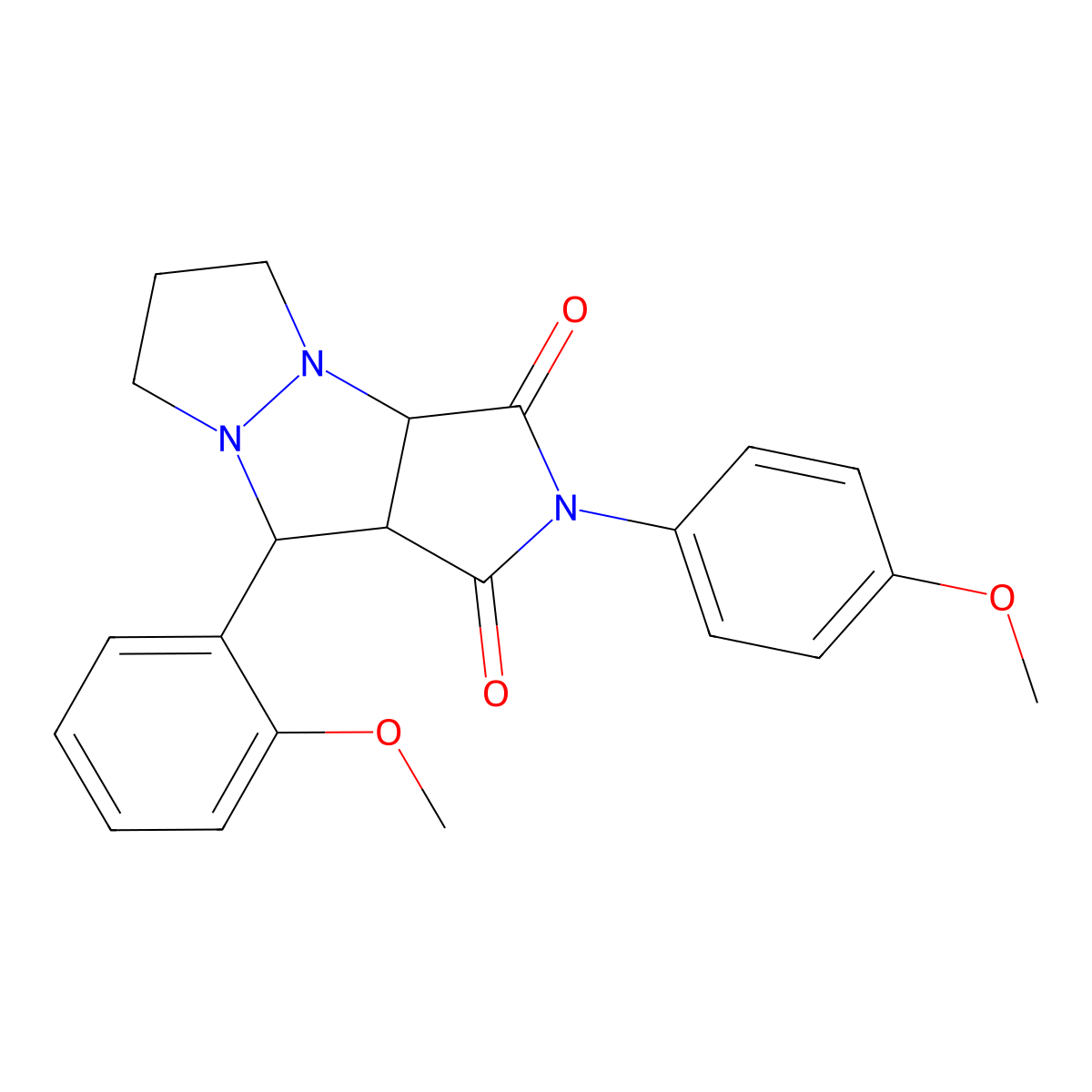 9-(2-methoxyphenyl)-2-(4-methoxyphenyl)hexahydro-1H-pyrazolo[1,2-a]pyrrolo[3,4-c]pyrazole-1,3(2H)-dione molecular structure, CAS 495388-01-7