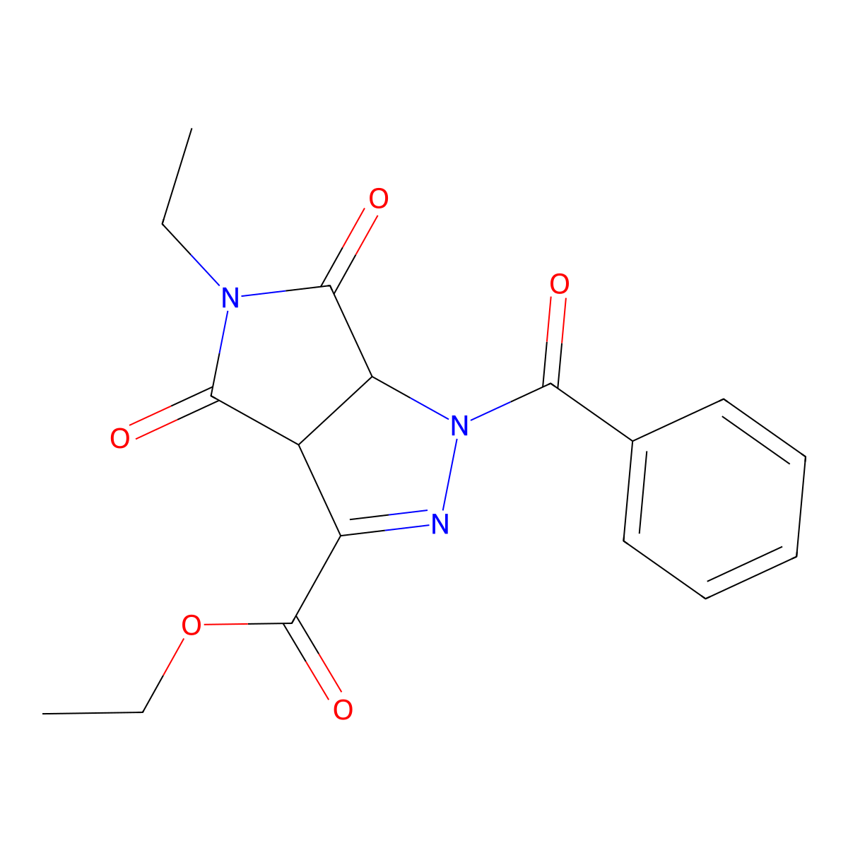 Ethyl 1-benzoyl-5-ethyl-4,6-dioxo-1,3a,4,5,6,6a-hexahydropyrrolo[3,4-c]pyrazole-3-carboxylate molecular structure, CAS 495388-10-8