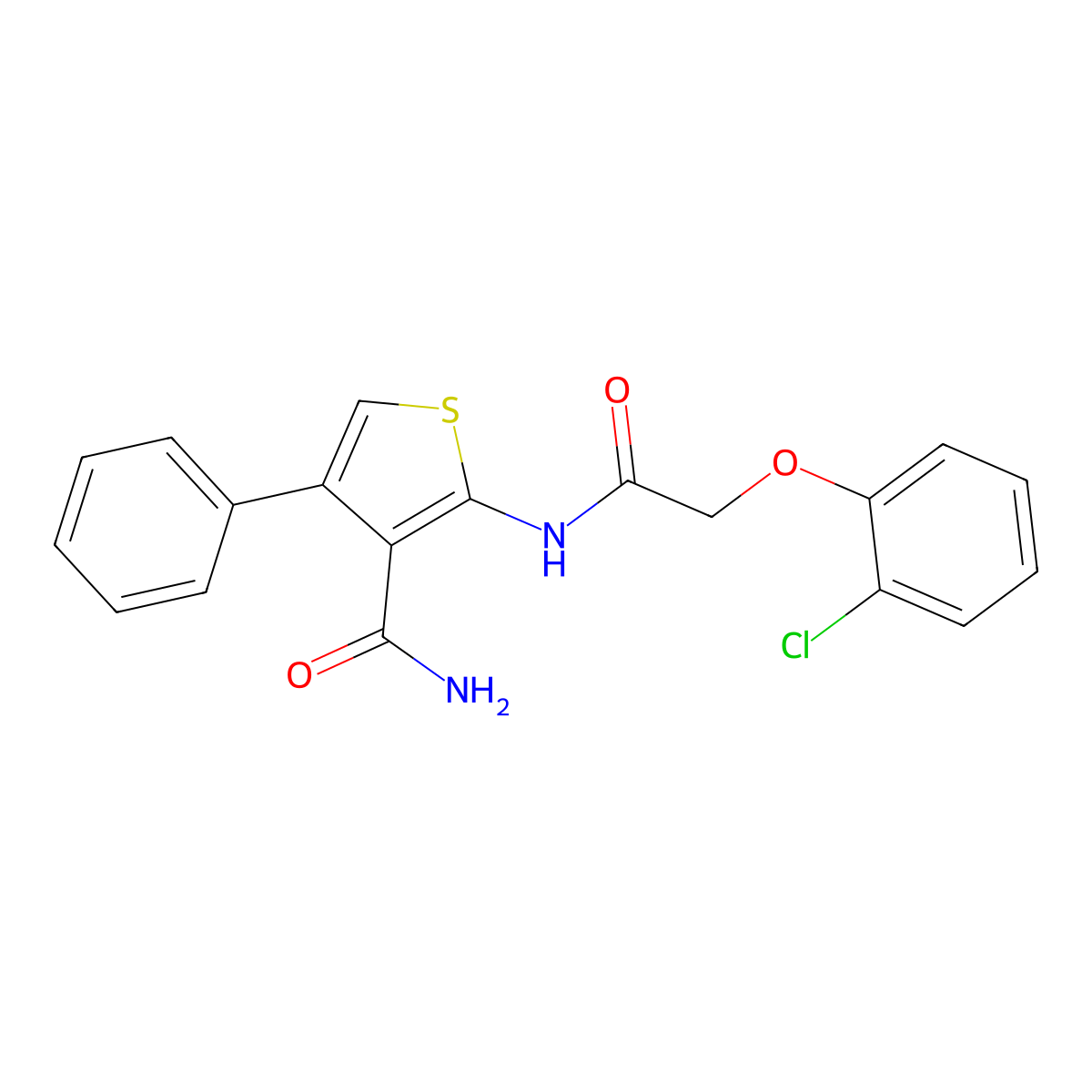 2-{[(2-Chlorophenoxy)acetyl]amino}-4-phenylthiophene-3-carboxamide molecular structure, CAS 495395-22-7