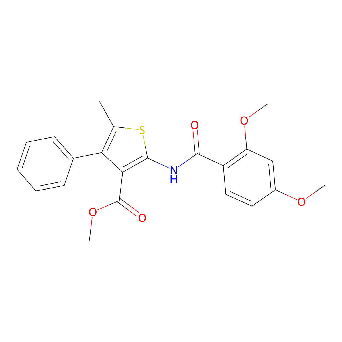 Methyl 2-[(2,4-dimethoxybenzoyl)amino]-5-methyl-4-phenylthiophene-3-carboxylate molecular structure, CAS 495395-29-4
