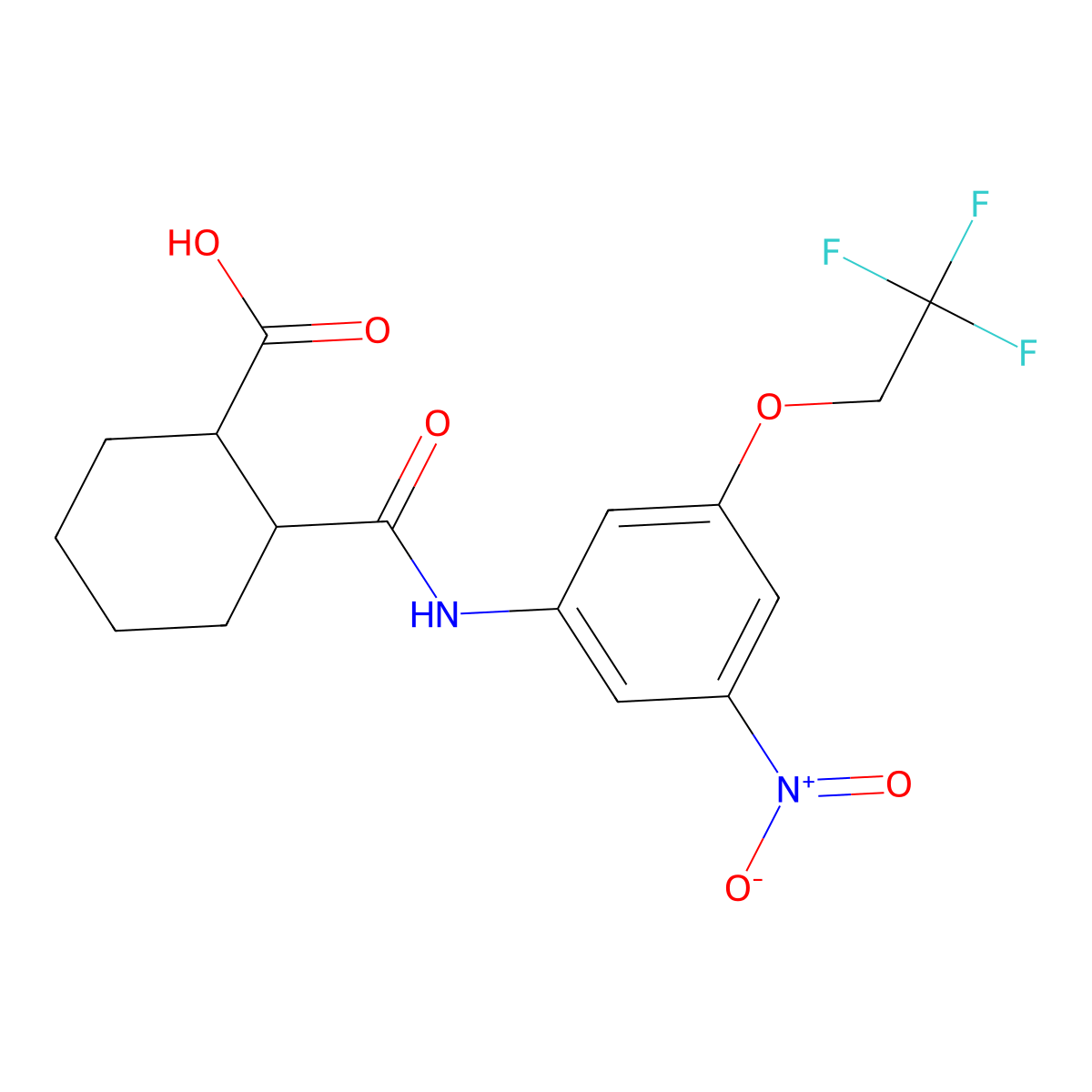 2-[[3-nitro-5-(2,2,2-trifluoroethoxy)phenyl]carbamoyl]cyclohexane-1-carboxylic Acid molecular structure, CAS 495395-55-6