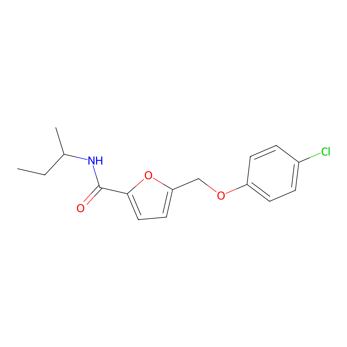 N-(sec-butyl)-5-[(4-chlorophenoxy)methyl]-2-furamide molecular structure, CAS 495396-03-7