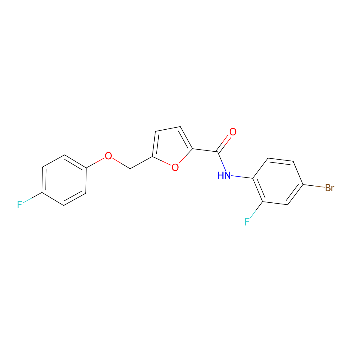 N-(4-bromo-2-fluorophenyl)-5-[(4-fluorophenoxy)methyl]furan-2-carboxamide molecular structure, CAS 495396-11-7