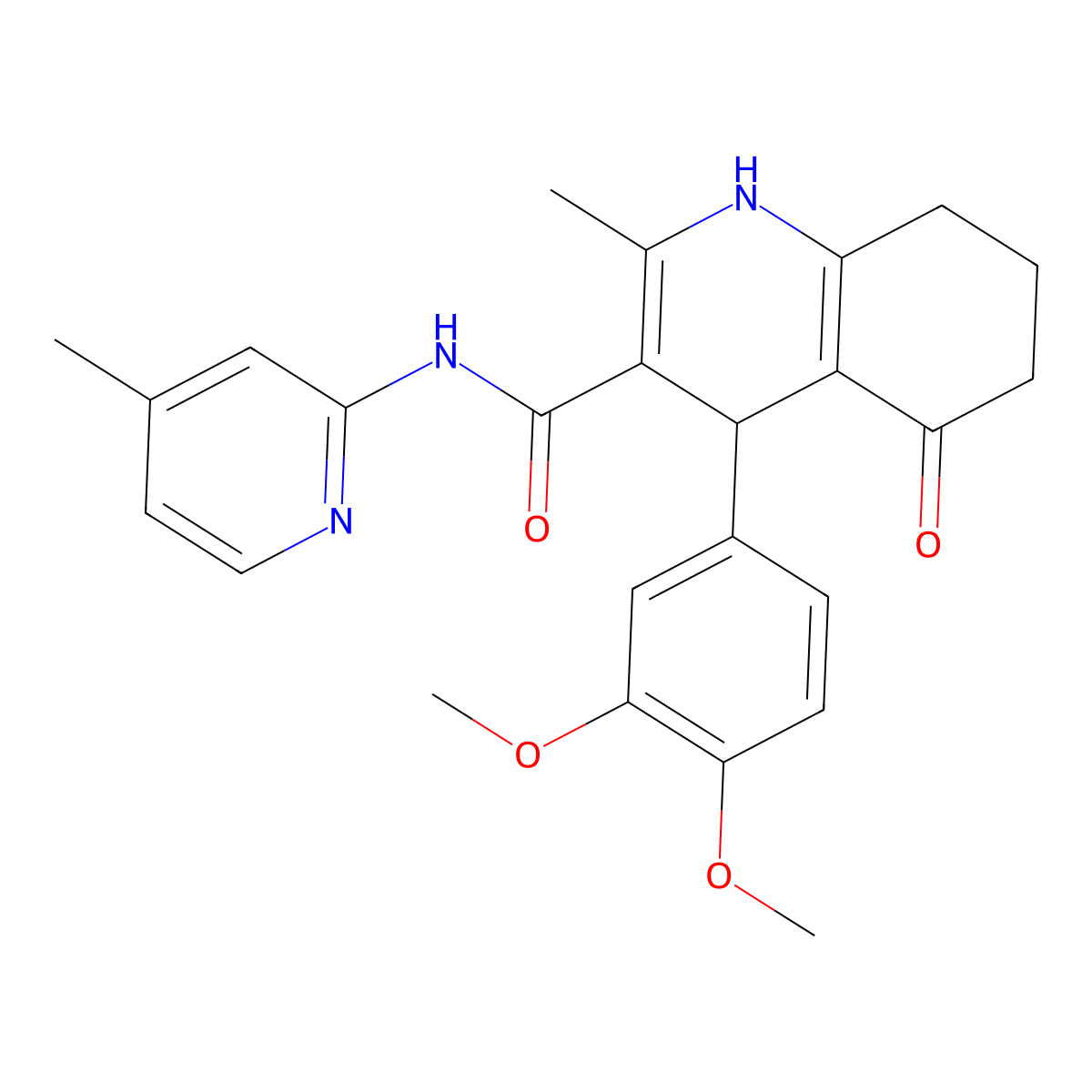 4-(3,4-dimethoxyphenyl)-2-methyl-N-(4-methylpyridin-2-yl)-5-oxo-1,4,5,6,7,8-hexahydroquinoline-3-carboxamide molecular structure, CAS 495396-58-2