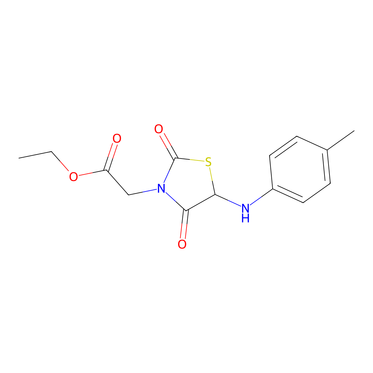Ethyl 2-(2,4-dioxo-5-(p-tolylamino)thiazolidin-3-yl)acetate molecular structure, CAS 495398-49-7
