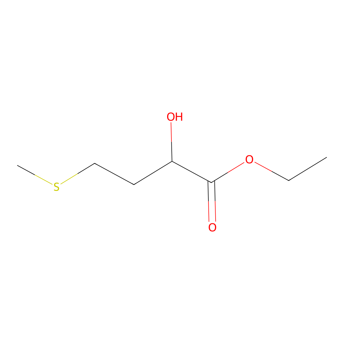 Ethyl 2-hydroxy-4-(methylsulfanyl)butanoate molecular structure, CAS 49540-17-2