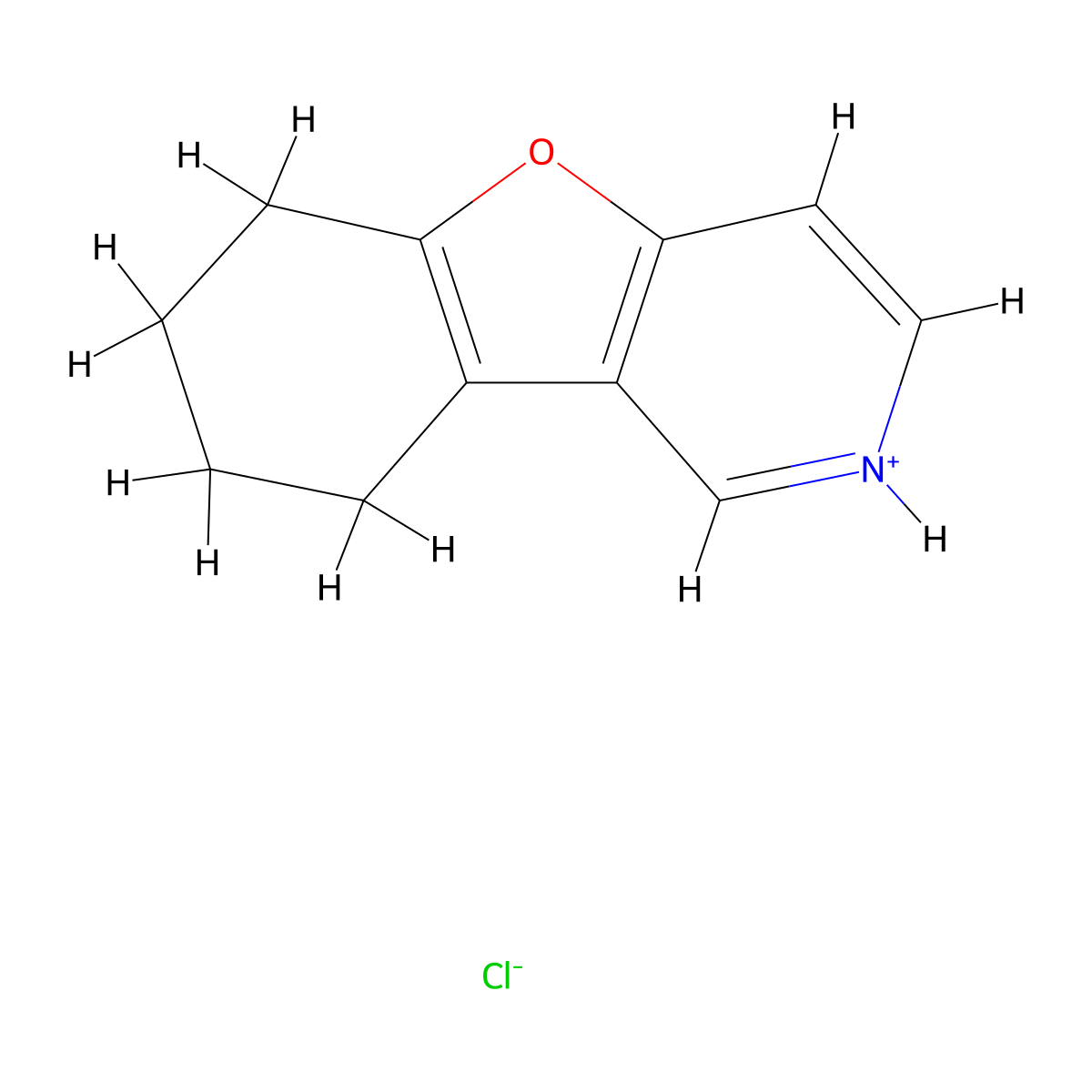 Benzofuro(3,2-c)pyridine, 1,2,3,4-tetrahydro-, hydrochloride molecular structure, CAS 49540-52-5