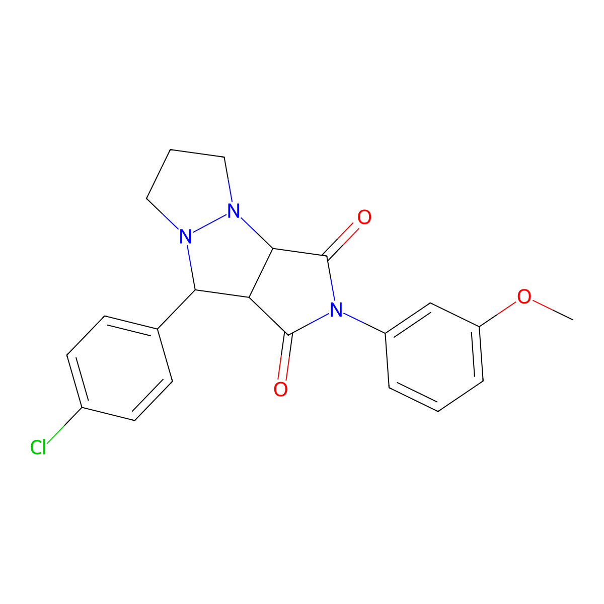 9-(4-chlorophenyl)-2-(3-methoxyphenyl)tetrahydro-5H-pyrazolo[1,2-a]pyrrolo[3,4-c]pyrazole-1,3(2H,3aH)-dione molecular structure, CAS 495402-57-8